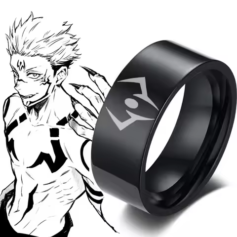 Anime Jujutsu Kaisen Rings Ryomen Sukuna Cosplay Black Dead Eye Unisex Ring Prop Jewelry Gift Stainless Steel Accessories