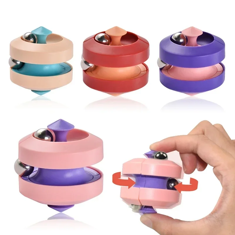 1pcs Bead Orbit Fidget Gyro Infinity Spinner Rotating Magic Track Fingertip Bead Toys Anti-stress Cube with Box Package