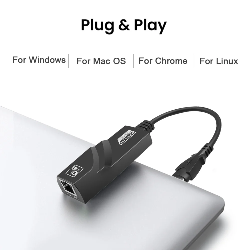 USB Ethernet Adapter 1000Mbps USB3.0 naar RJ45 Lan Gigabit WiredNetwork Card USB-C Netwerkkaart voor Macbook Windows Laptop PC