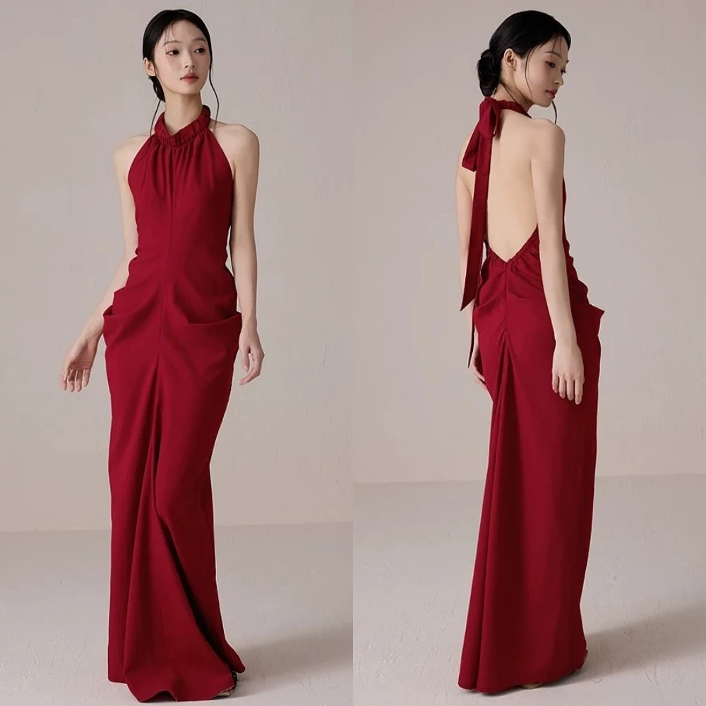 Customized Straight Halter Sleeveless Elegant Formal Evening Dress Modern Classic Party Dress Fashion Delicate Prom Dress