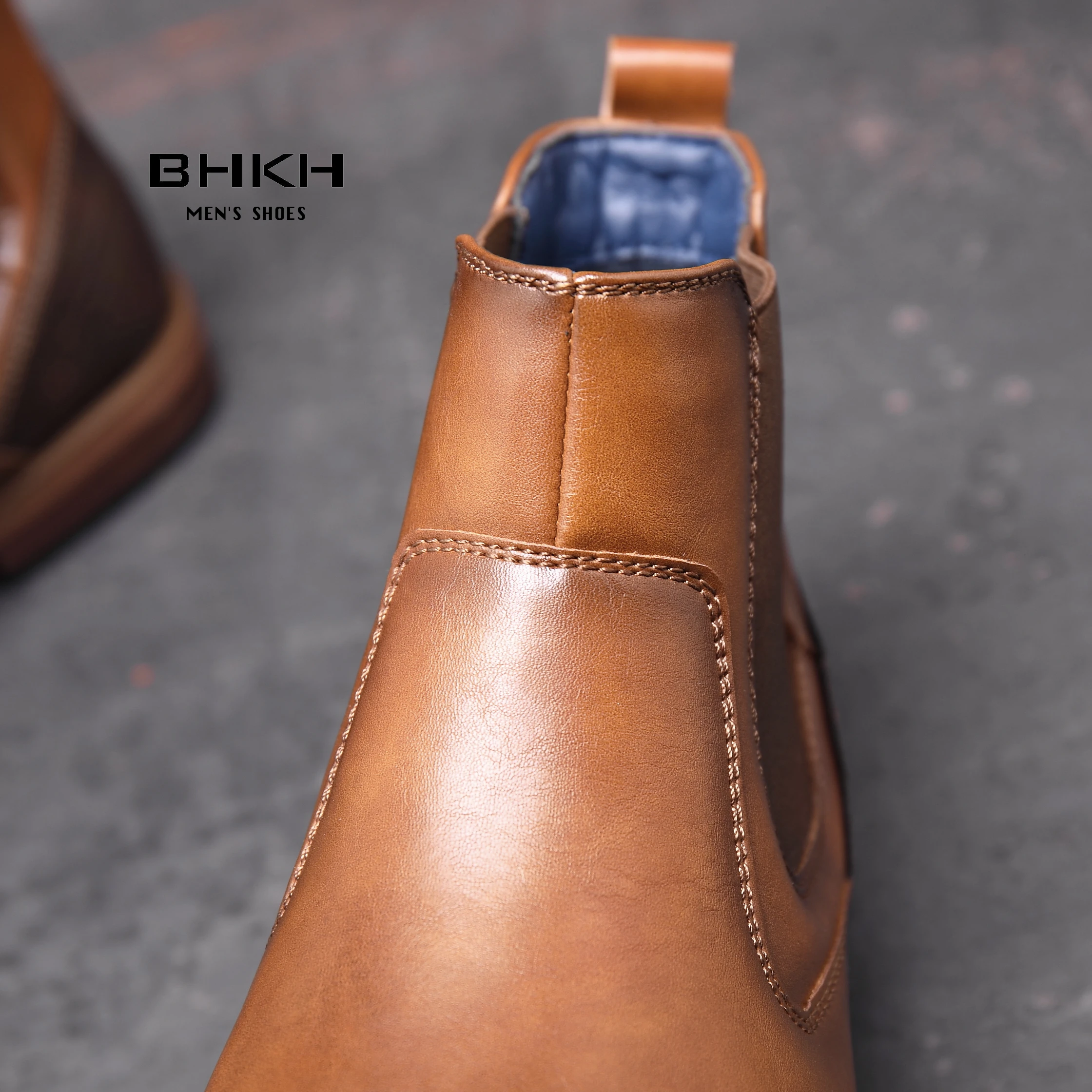 BHKH 2024 Men Chelsea Boots New Winter Men Boots Soft Leather Elastic Strap Ankle Boots Smart Formal Business Dress shoes Man S