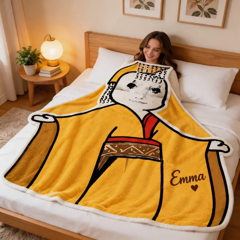 Custom Shaped Throw Blanket Personalized Name Design Christmas Tree Theme Decor Sofa Throw Covers Gifts for Parents and Children