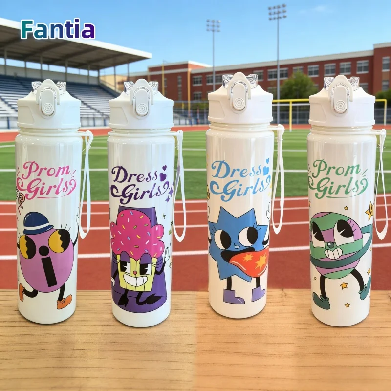 750 مللي زجاجة ماء بلاستيكية كرتونية عالية الجودة كوب ماء رياضي مانع للتسرب غلاية ماء لطيفة هدايا عيد الميلاد وأعياد الميلاد