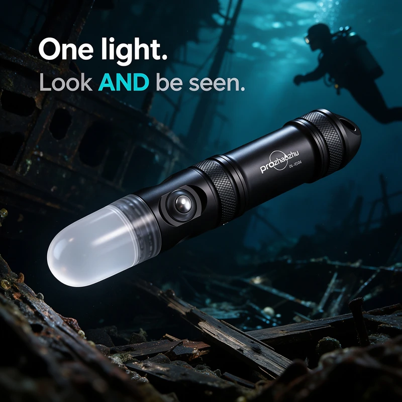PROZHAOZHU DL-XS06 4000LM Magnetic Dive Safety Beacon IP68 100M USB-C Rechargeable 21700 Strobe Signal Light Night Wreck Diving