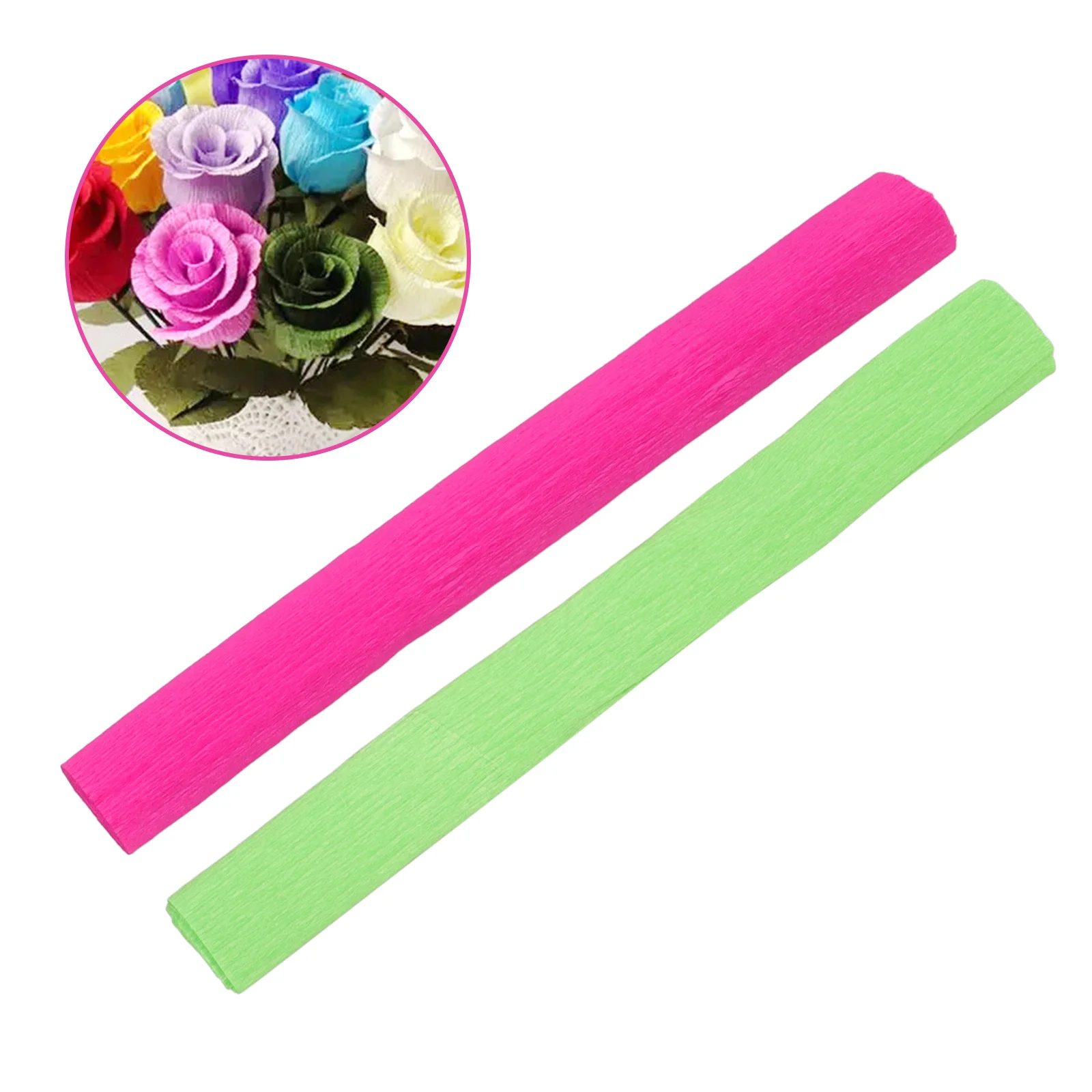 

2 Rolls Crepe Paper Roll Crepe Paper for Wedding Birthday Party Flower Artwork DIY Crafts Decorations Festive Basket Filler