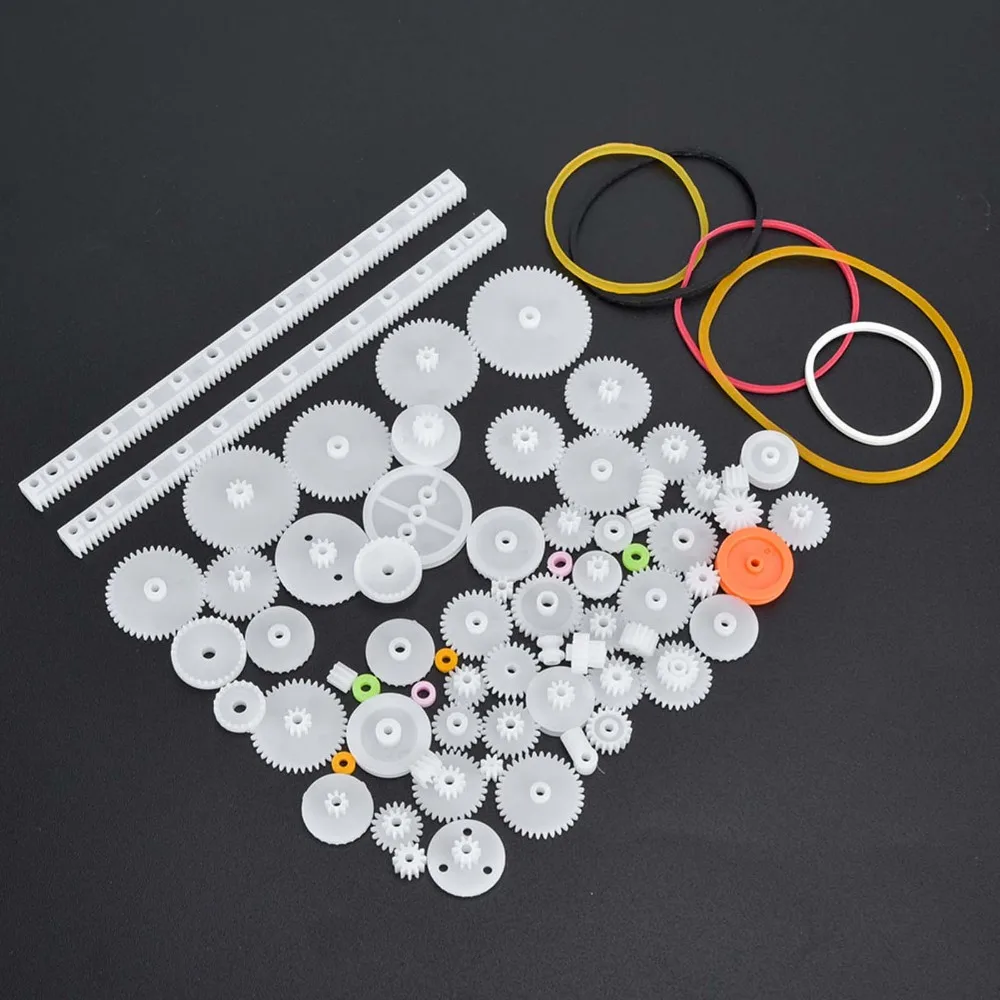 75pcs Mechanical Parts 75 Pieces Plastic Gears Plastic Multi-size Worms Precision Round Sleeves Gear Box