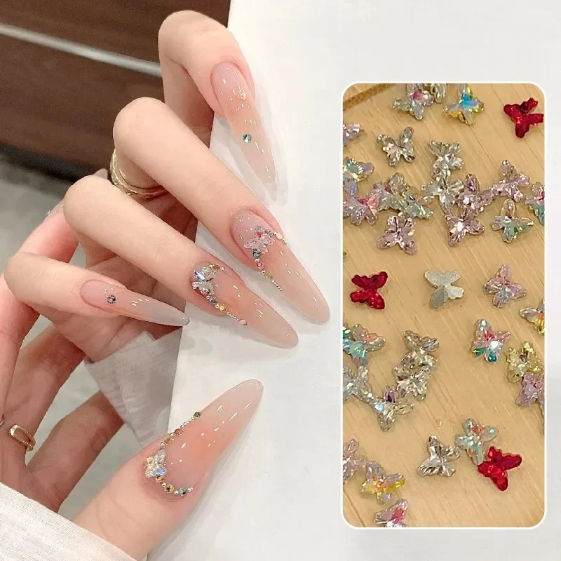 Ongles papillon scintillants en diamant, accessoires de luxe, couleurs mélangées, décorations Nail Art, Mini K9, strass, bijoux de manucure, 20 pièces