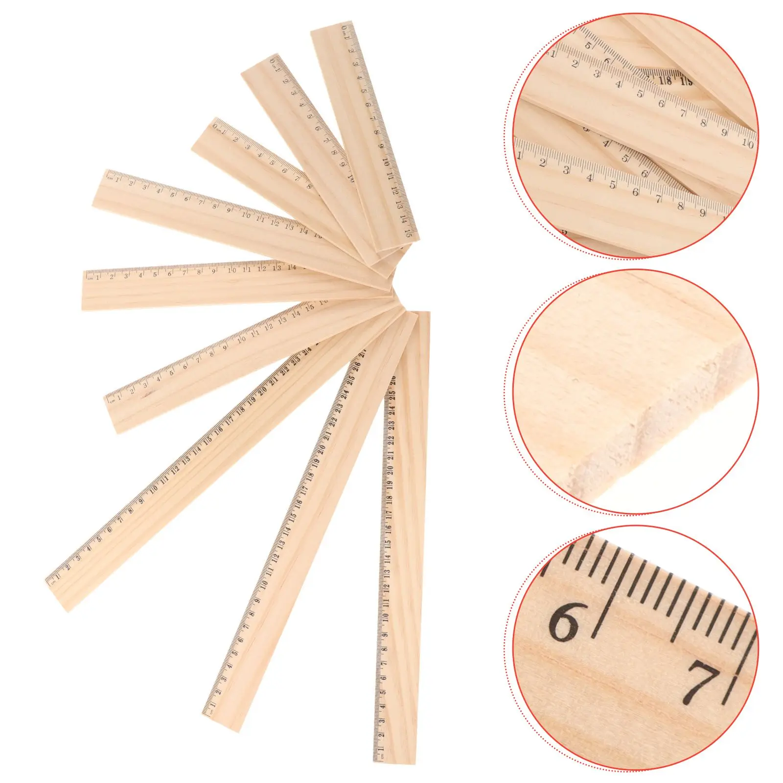 9 Pcs Wooden Rulers Bulk Office Measuring School Straight Edge Ruler 3x3 3 4x3 0 3 3x3 0 Design Tools Drawing Learning