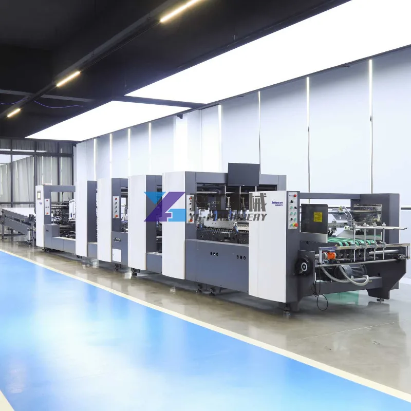 Yugong PCS Fully Automatic 6 Corner Corrugated Boxes Paper Carton Folder Gluer Machine