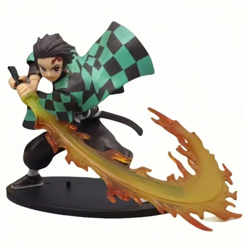 Demon Slayer Battle Style Figure Zenitsu Tanjiro Flame Hashira Anime Peripheral Desktop Case Exquisite Decor Ornament Collection
