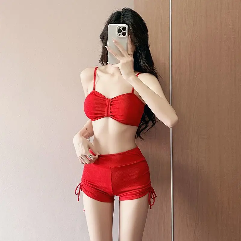 2026 Women Split Swimwear Slimming Tummy Control Bathing Suits Cute Bowknot Detail Trendy Swimming Costume for Summer Holiday