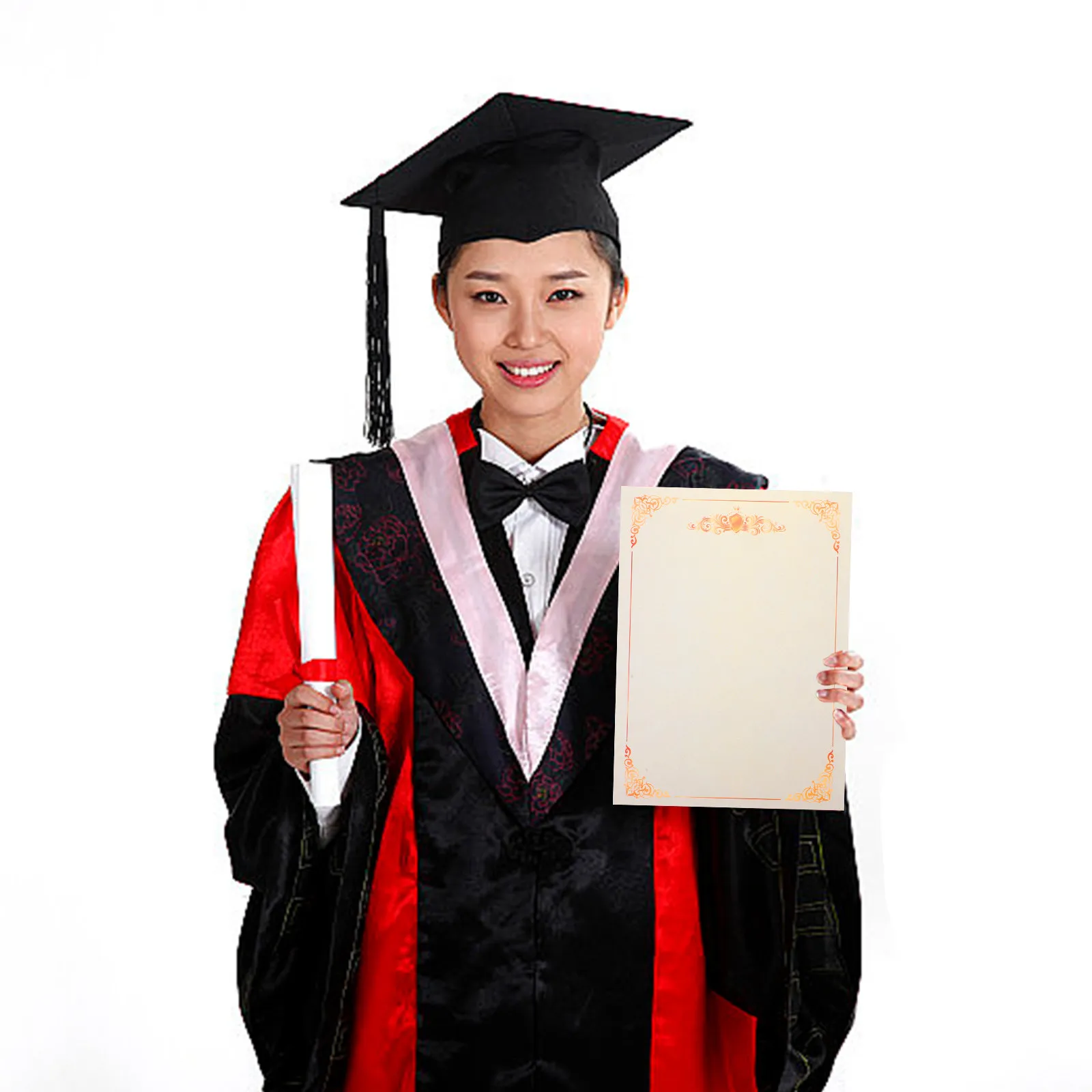 

100 Sheets Certificate Paper Blank Award Certificates Floral Border Design Smooth Writing Surface for Classroom Recognition