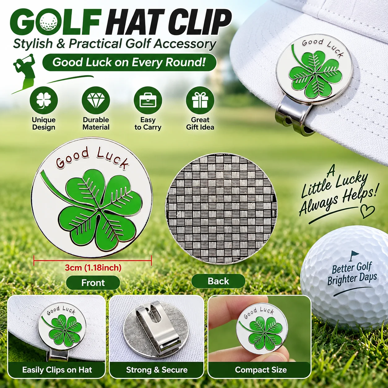 Alloy Golf Ball Marker with Hat Clip Mix Various Styles for Men Women Golf Cap Golfing Accessories Sports Outdoor Bulk Gift