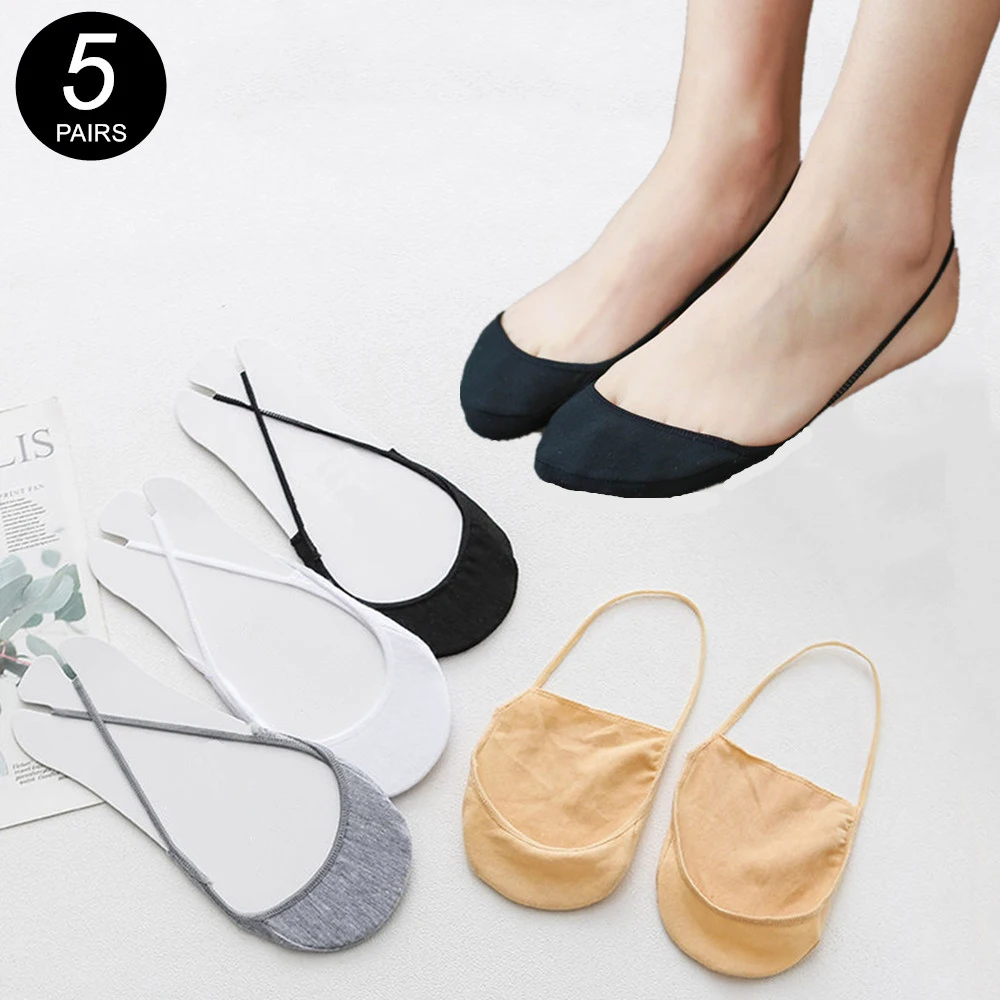 5/10 Pairs Half Sole Summer Thin Socks Not Drop Suspenders Women's Fashion Cotton Short Socks Invisible Shallow Mouth Boat Socks