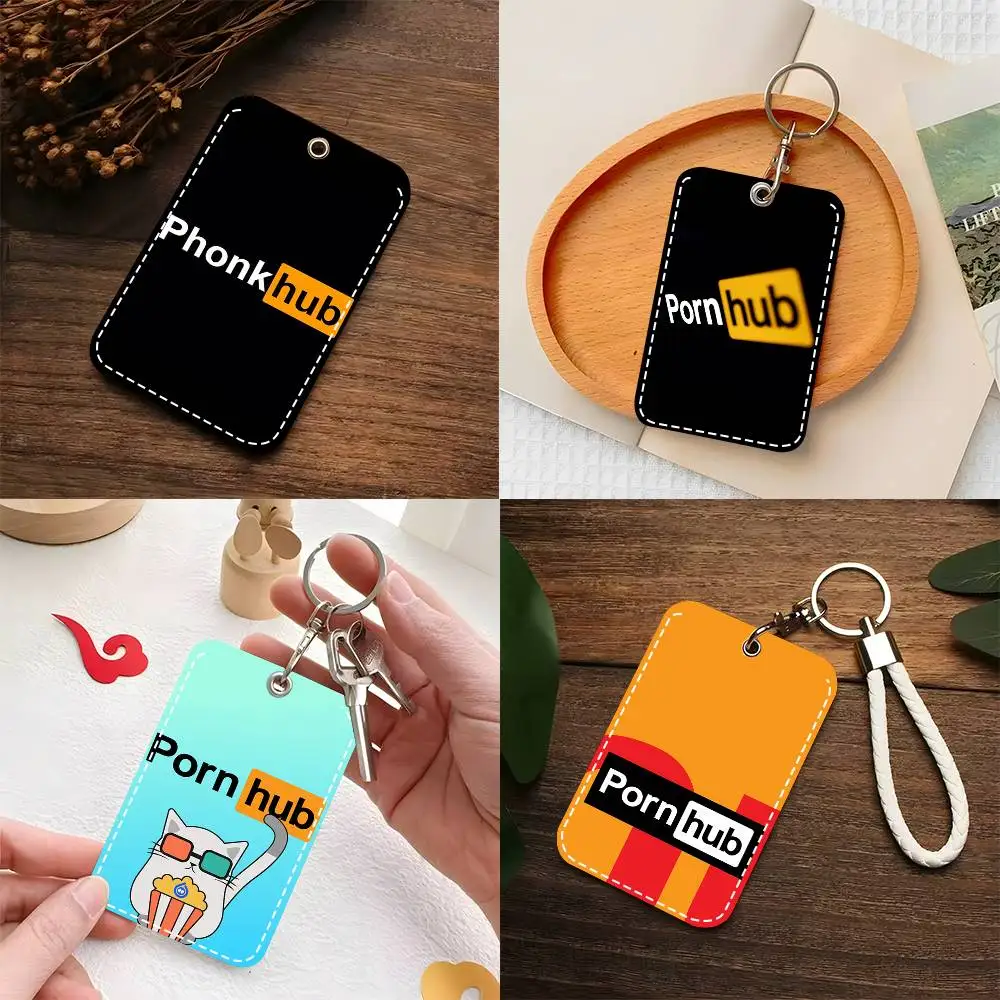 

1 шт. Кожаный чехол-ключница O-PornhubS для карт доступа с кольцом для ключей