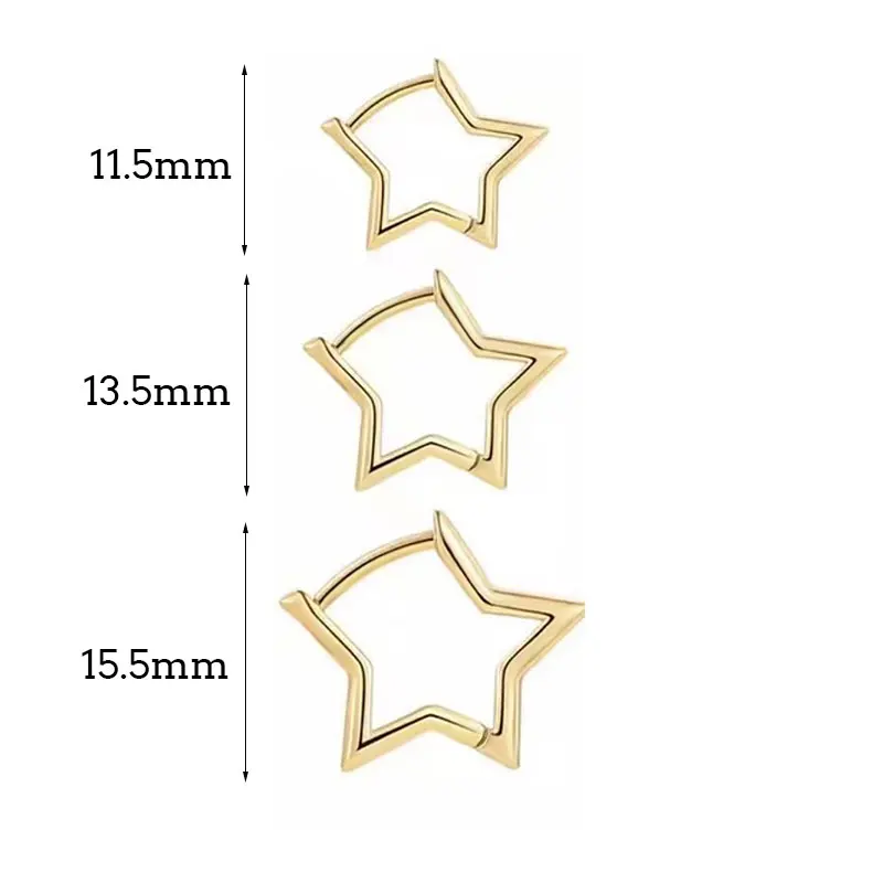 Fashion Smooth 3 Color Hollow Star Hoop Earrings Simple Cute Small Geometry Piercing Huggie Earring For Women Daily Wear Jewelry