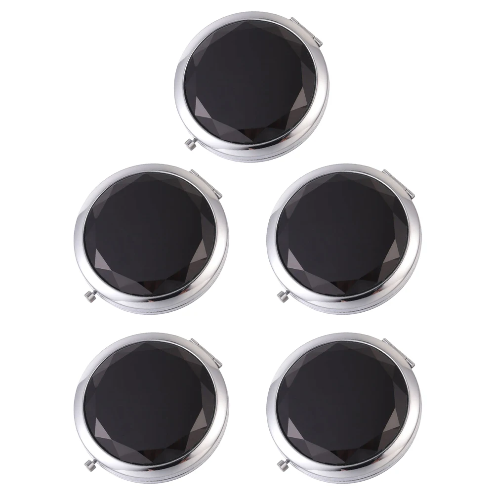 

5 Pcs Vanity Mirror Small Makeup Pocket Mirrors Metallic Glass Travel Hand for Purse Compact