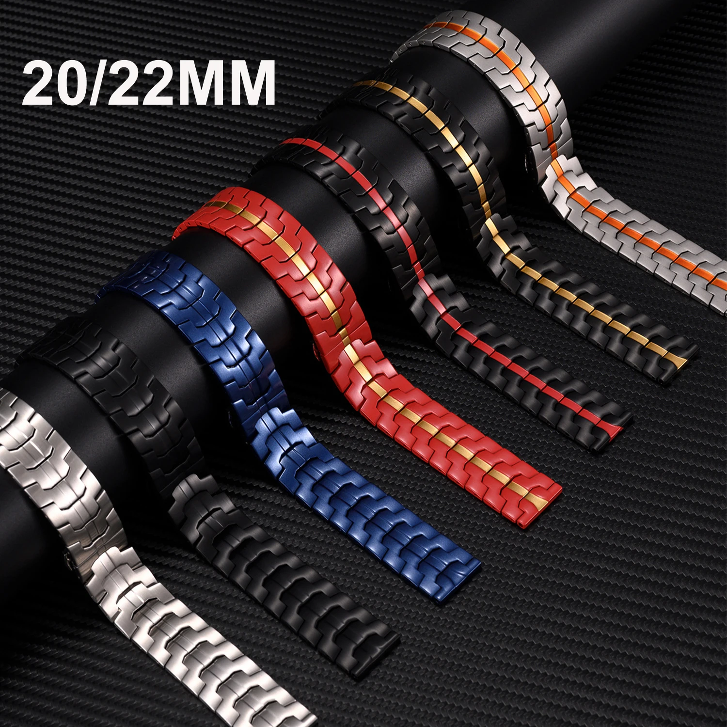 22 20mm Watch Band For Huawei GT4 3 2 42 46MM Metal Bracelet Strap For Amazfit GTR GTS4 3 2 Bip3 5Pro Garmin 946 265 745 245/645