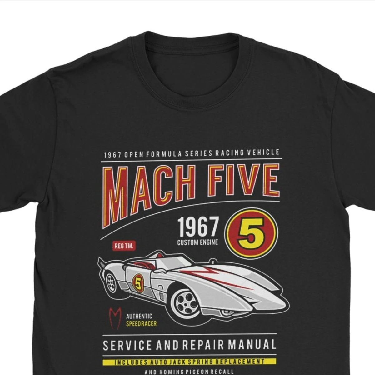 Zabawa Mach pięć serwis i naprawa Manuel Tshirt mężczyźni O szyi koszulka prędkość Racer koszulka Anime koszula boże narodzenie