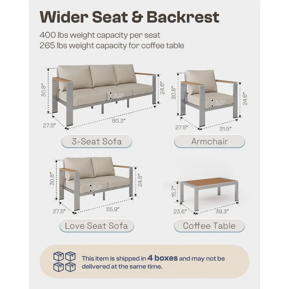 Outdoor Patio Loveseat, Rustproof 2Seater Sofa with Thick Removable amp Washable Cushions, AllWeather Patio Furniture Couch for
