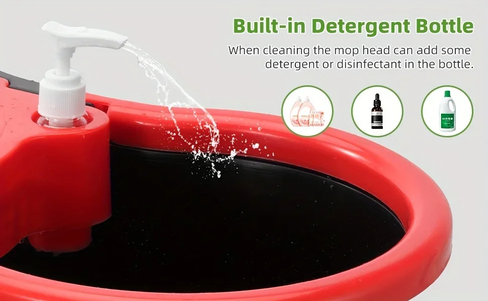 Heavy Duty Spin Mop and Bucket Set 360° Rotating Floor Cleaner with 3 Microfiber Mop Heads Adjustable Handle Easy Cleaning