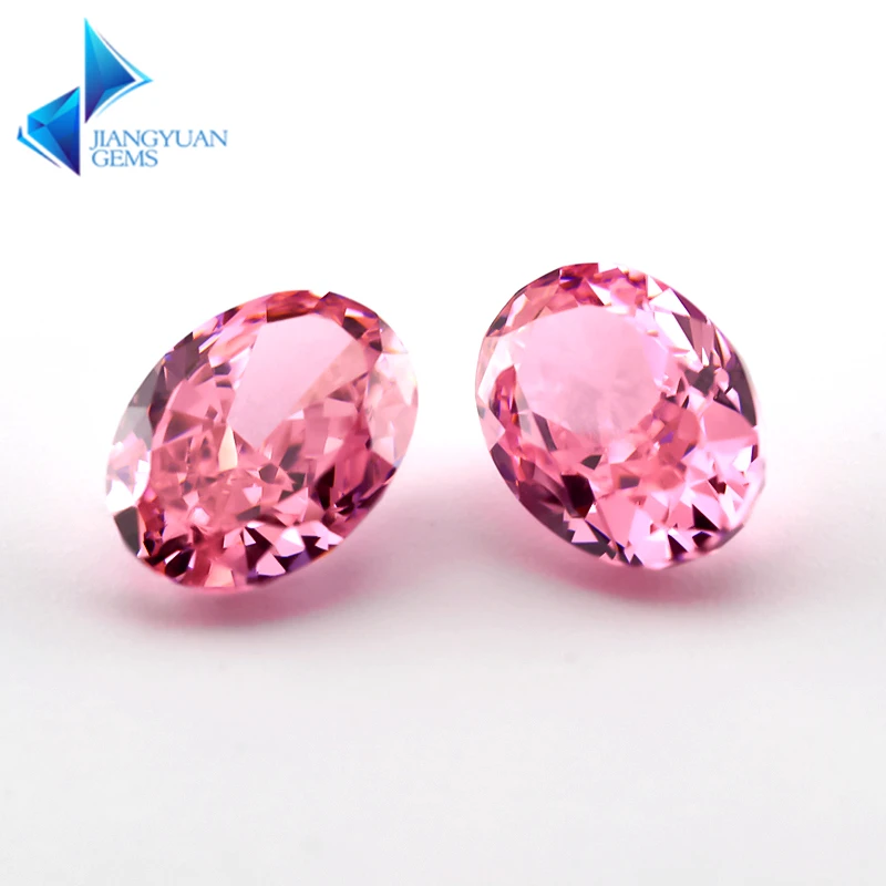 

JIANGYUANGEMS 02#Pink Oval Crushed Ice Cut Cubic Zirconia Stone 5A 6x8mm Zircon Loose CZ Synthetic Gemstone For Jewelry Making