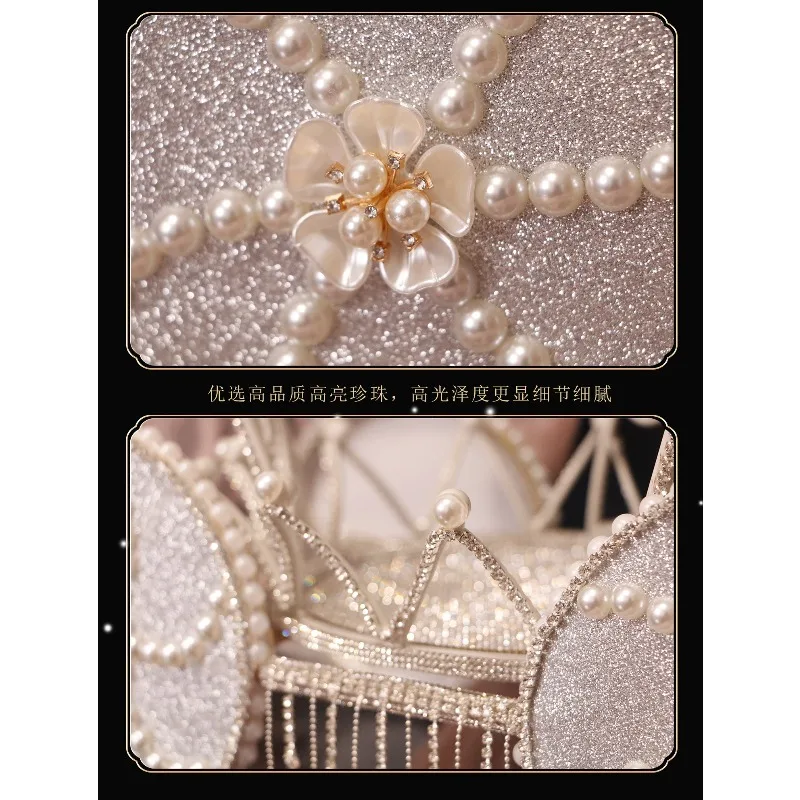Crystal wedding shoe box pumpkin carriage hidden shoe cage rhinestone tassel bride wedding kiss game props retro luxury