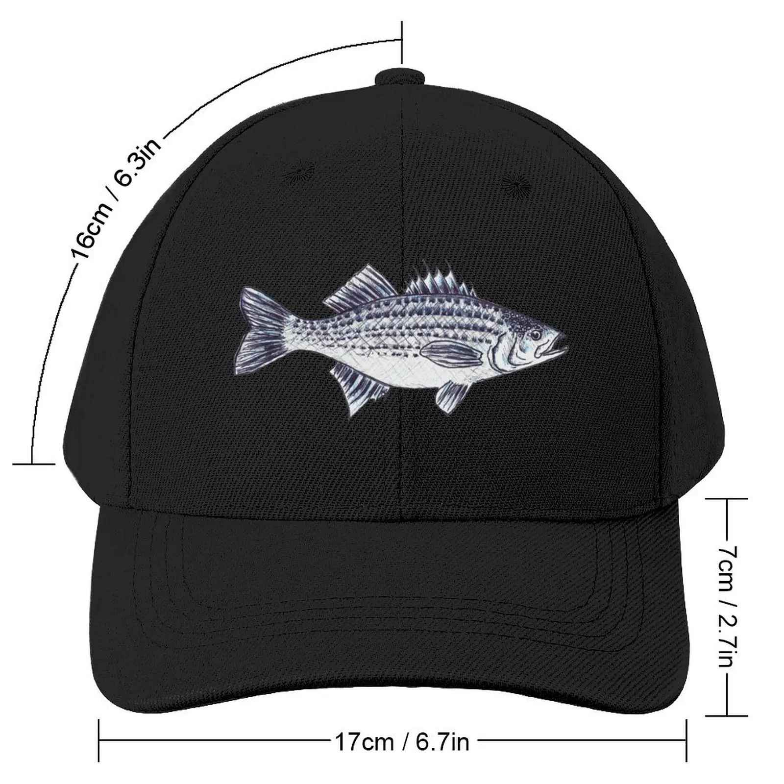 Striped Bass Fish Illustration Walter Baseball Cap Visor Beach Bag Big Size Hat Ball Cap Sun Hats For Women Men's