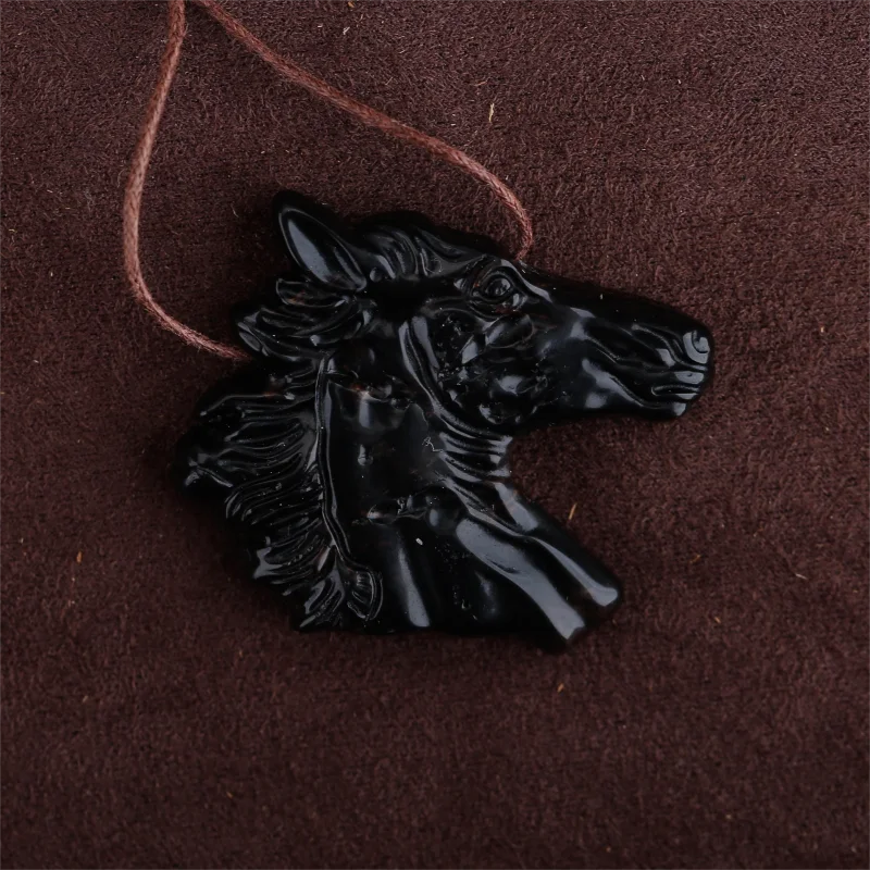 

Кулон в виде лошади из натурального обсидиана для мужчин, уникальный подарок, ручная работа, ювелирные украшения из полудрагоценных камней, аксессуары для самостоятельного изготовления