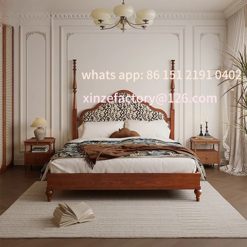 

Customizable Medieval Charlotte Solid Wood Bed American Ash Double Light Luxury French Master Bedroom Queen Bed