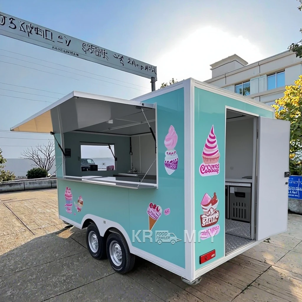 

Ice Cream Coffee Truck Dining Car Mobile Trailer Cart Shipping Container Food Trailers Fully Equipped