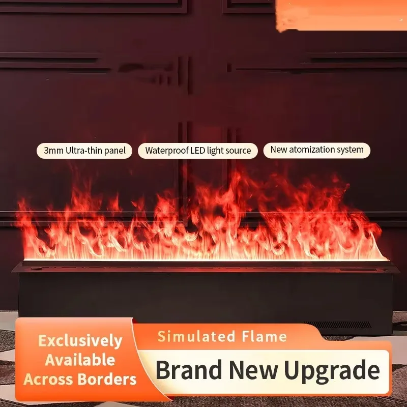 

3D Vapor Steam Fireplace Humidifier: 7 LED Flame Colors, Remote/App Control for Indoor Use (1m/1.2m/1.5m Sizes)