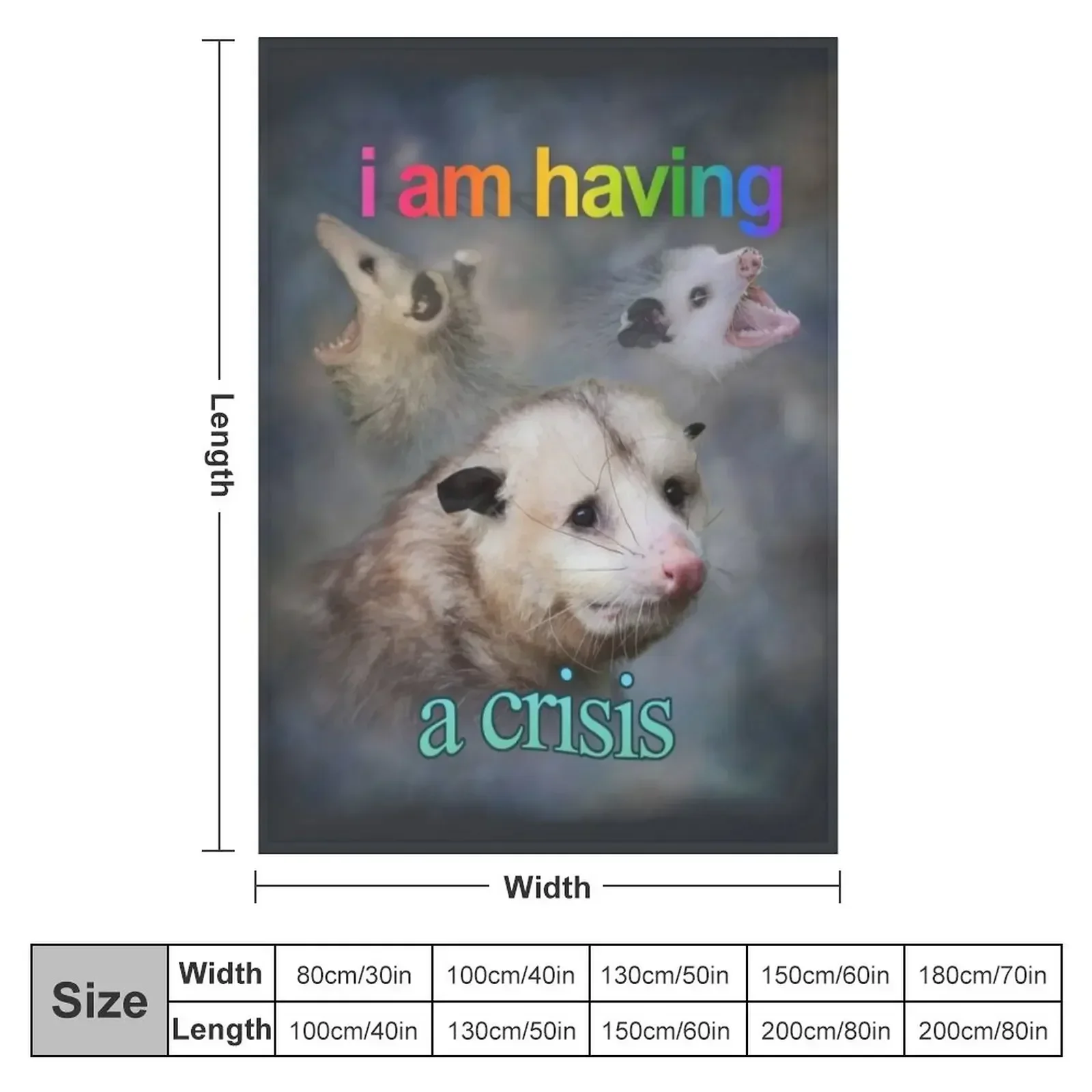 I am having a crisis possum word art Throw Blanket Shaggy blankets ands heavy to sleep Blankets