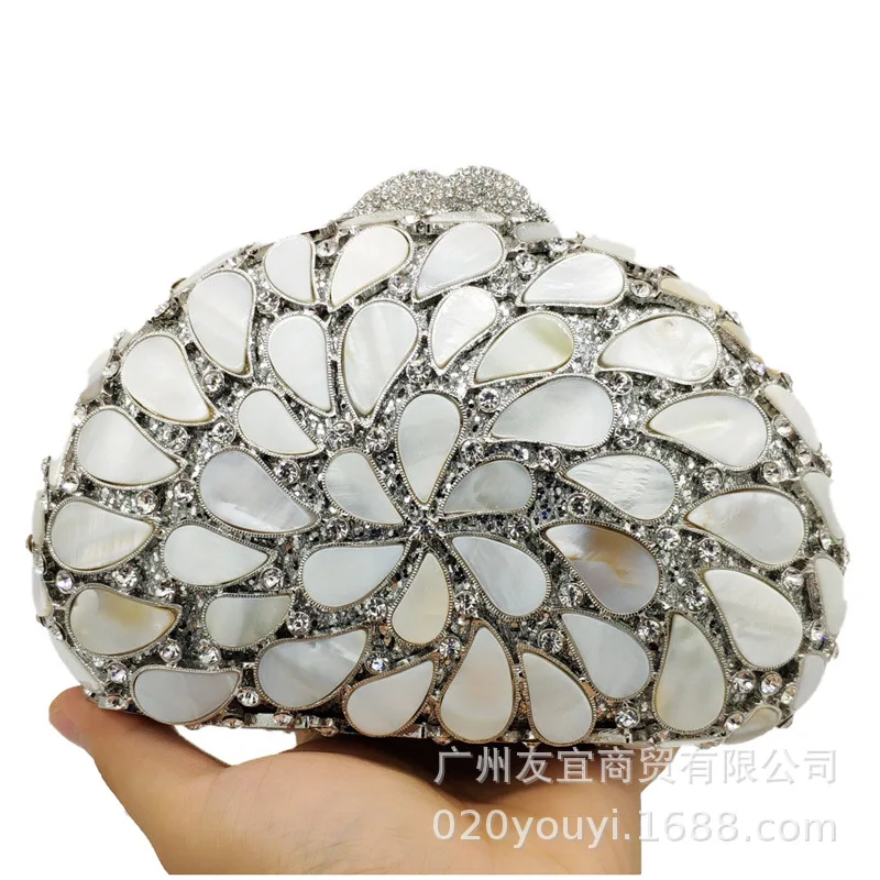 Luxury Shell Rough Stone Rhinestone Dinner Bag With Diamond Grab Evening Bag Women's Bags Carteras De Mujer Sac De Luxe Original