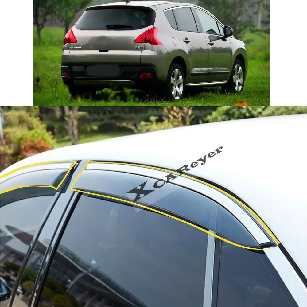 

For Peugeot 3008 2010 2011 2012 Car Body Styling Sticker Plastic Window Glass Wind Visor Rain/Sun Guard Vent Parts