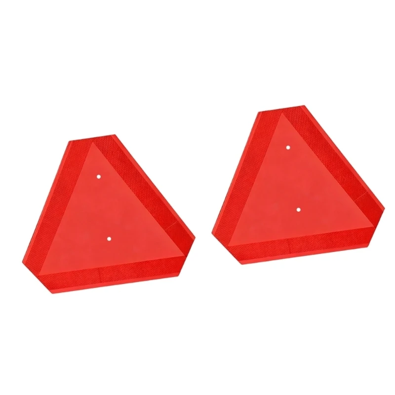 M68B Pack of 2 Large 15.9x13.7 Inch Reflective Safety Signs Vehicle Slow Moving Emblem for Slow Vehicle Alert and Road Safety