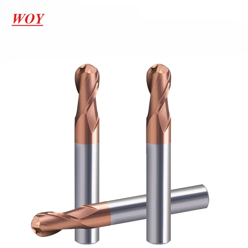 

WOY R0.5-R6.0mm 11-Piece-Set Tungsten Steel Ball Nose Milling Cutter HRC55 2-Flute End Mill CNC Machining Endmills Tools