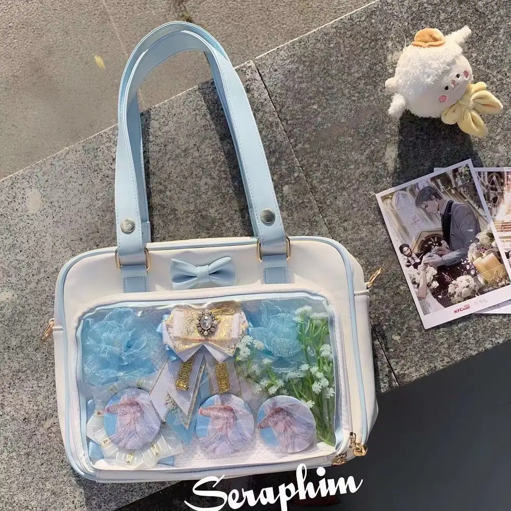 Ita Bag Borsa Ita giapponese Harajuku Ita per donna Borsa a tracolla a tracolla JK uniforme per ragazze delle scuole superiori con tasca trasparente in PU