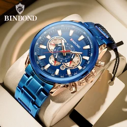 BINBOND Brand Luxury Men Quartz Watches High Quality Waterproof Sport Decorative Dial Military Men Clock Relogio Masculino