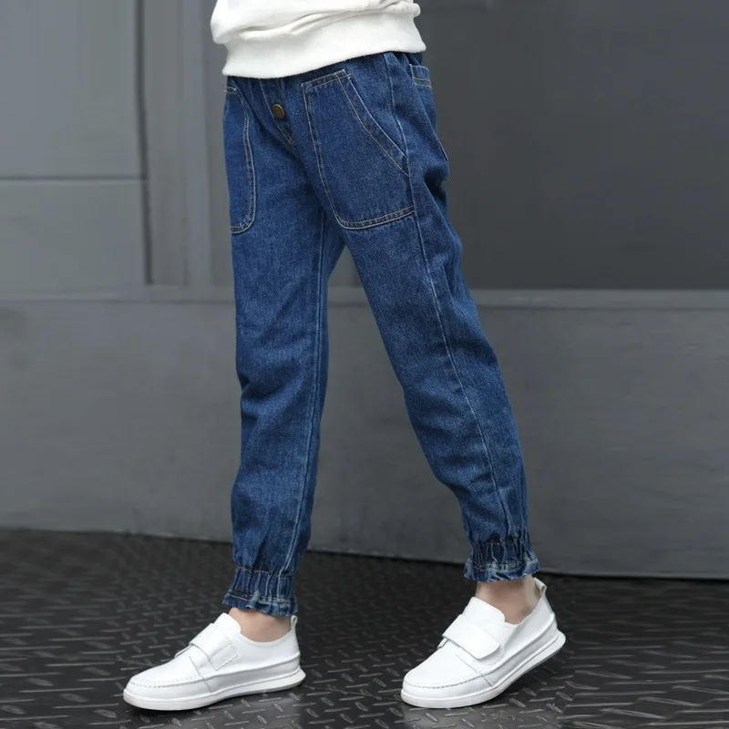 IENENS Fashion Girls Jeans Kids Slim Straight Pants Spring and Autumn Solid Color Sweet Jeans Fashion Kids Denim Trousers