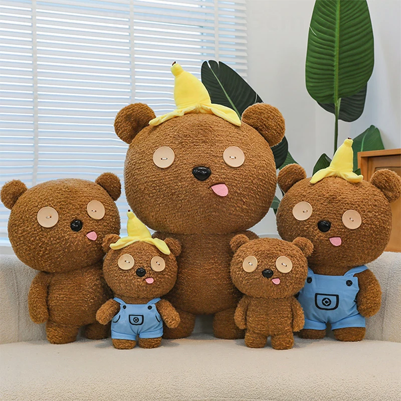 

Banana Brum Bear Plush Toy with Overalls Large Teddy Bear Stuffed Animal Cuddly Sleep Pillow Gift for Kids Birthday Xmas
