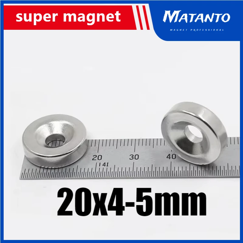 

2-50pcs 20x4-5mm Powerful Magnets 20*4 mm Hole 5mm Small Permanent Round Countersunk Neodymium Magnetic Magnet 20*4-5mm