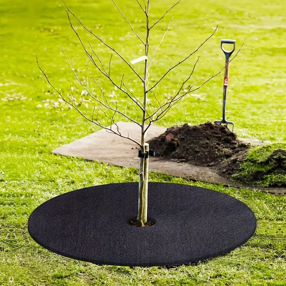 10pcs/set Breathable Non-Woven Mulch Ring Reusable Tree Weed Control Barrier Mat Garden Lawn Film for Plant Root Protection