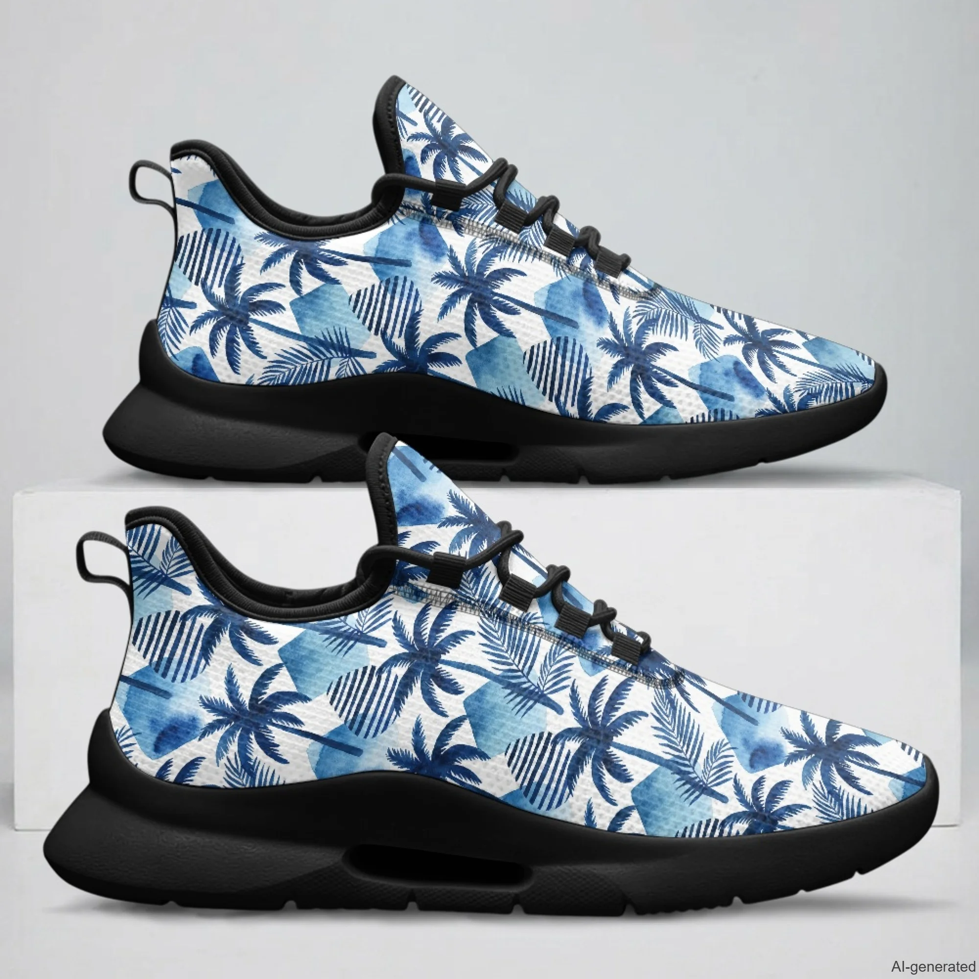 XIXIRIMIDO Male Shoes Sneakers Lace-up Casual Shoes Sport Shoes Women Male Nurse Shoes Black Coconut Trees Print 35-48