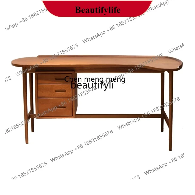 

G153 Retro Style Solid Wood Designer Mid-Ancient Teak Desk Home Bedroom Computer Desk with Drawer Furniture Living Room