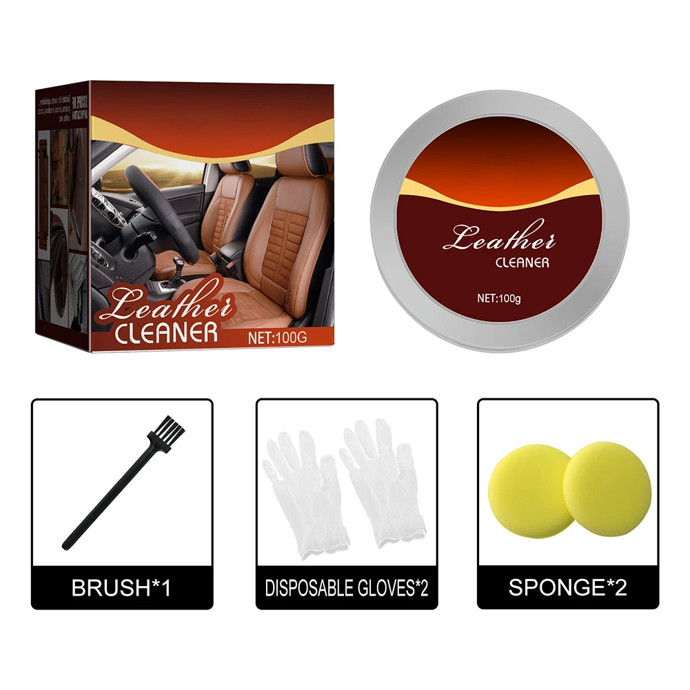 Leather Cleaner with Nourishing Properties Comprehensive Cleaning Kit Featuring Cream Sponges Brushes and Gloves