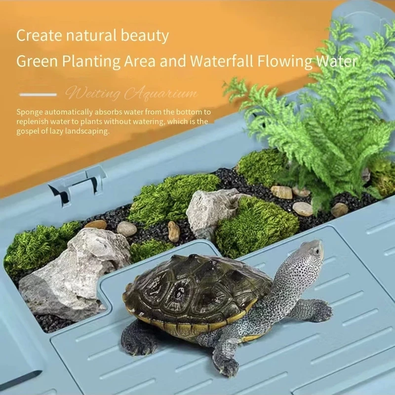 Turtle tank free water change with sunbed Brazilian turtle ecological landscaping breeding box aquarium accessories 220V 4W