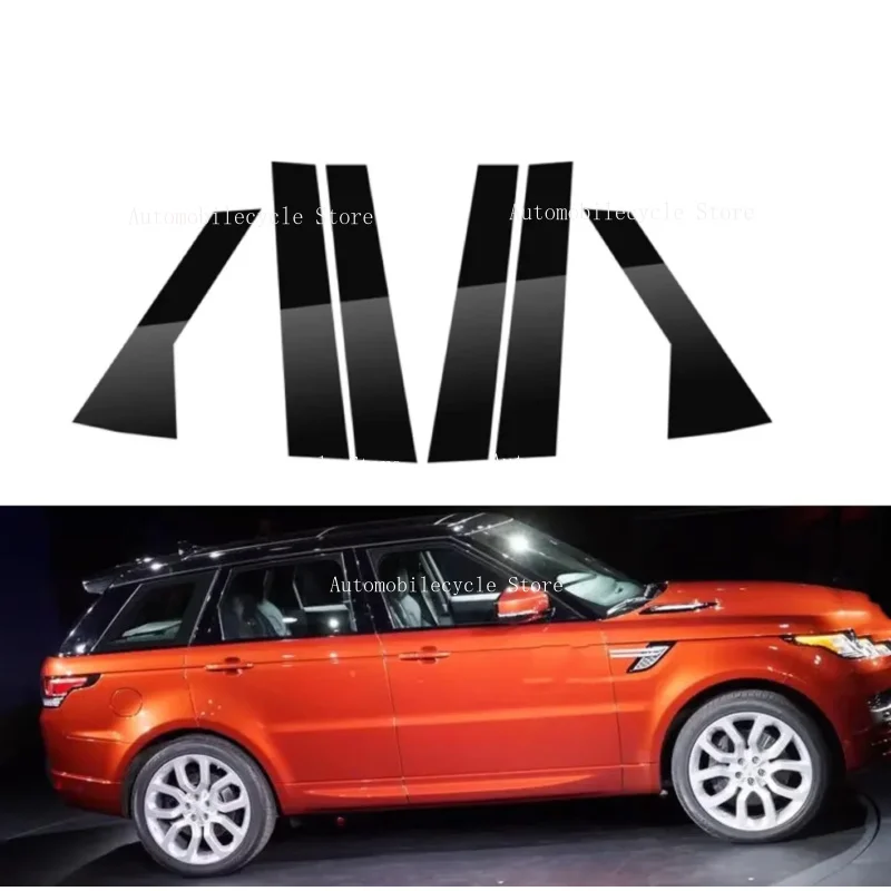 6PCS Glossy Black Pillar Posts Fit For Land Rover Range Rover Sport L494 2014-2019 Window Moulding B C Center Sticker Cover
