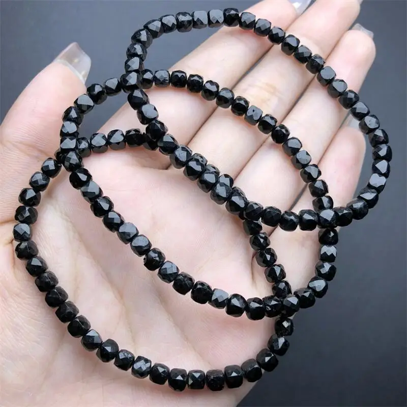 5MM Natural Black Spinel Cube Bracelet Women Beautiful Colorful Crystal Energy Healing Fengshui Jewelry Gift 1PCS