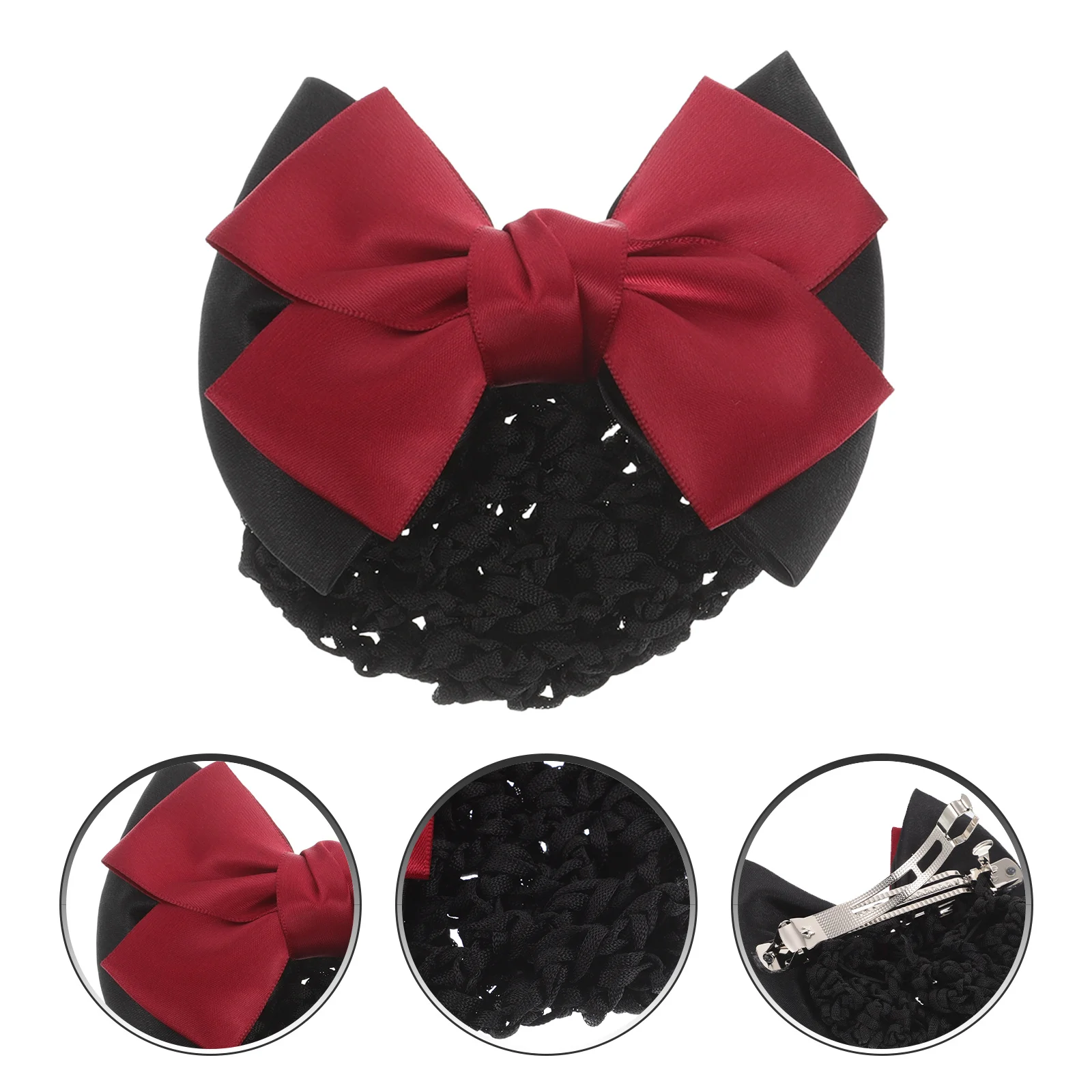 

3Pcs Bow Hair Snood Net Elastic Bun Cover Big Knot Head Flower Mesh Bag for Women Girls Cool Breathable Headdress